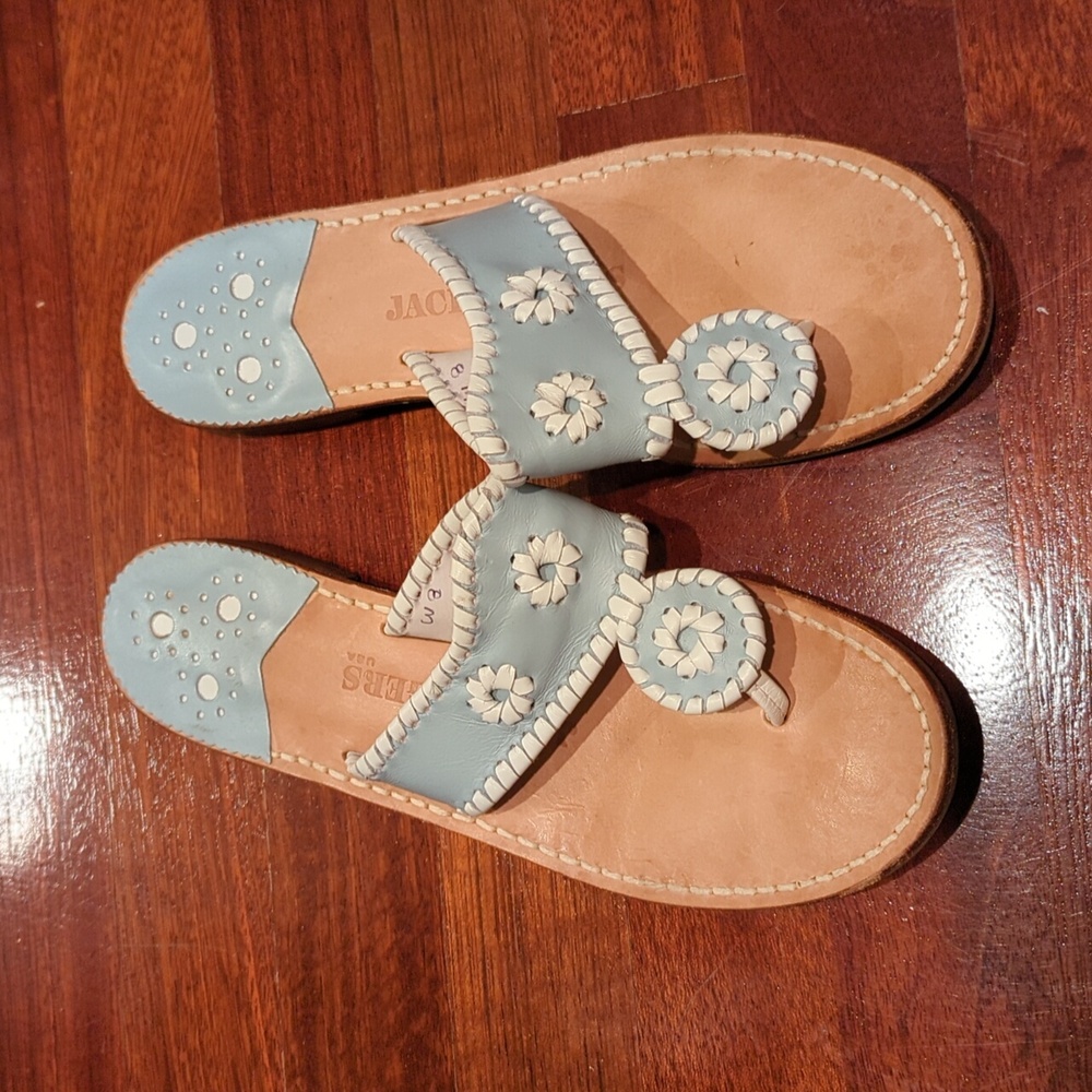 Blue and white Jack Rogers sandals